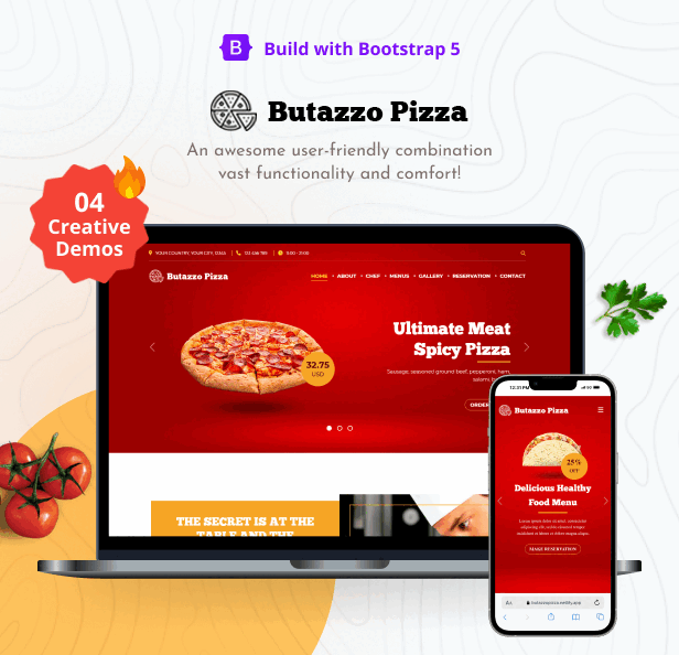 Butazzo Pizza - Restaurant & Pizza One Page HTML Template